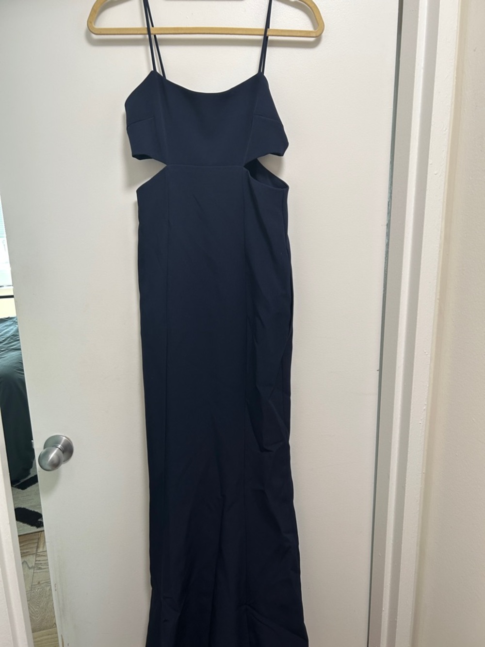 Lea & Viola Navy Cutout Spaghetti-Strap Maxi Dress